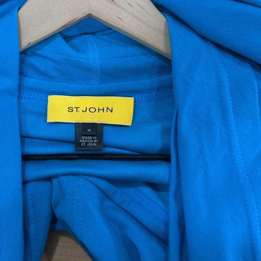 St. John Yellow Label Casual Jersey Knit Jacket in Turquoise Blue size Medium - Picture 4 of 7